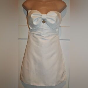 SELF-PORTRAIT Taffeta Bow Mini Strapless White Dress size 2 Excellent